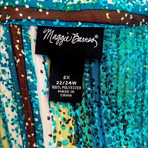 Maggie Barnes Teal and Yellow Striped Blouse - Picture 4 of 6